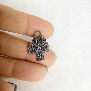 AVON tack pin silver tone basket with faux marcasite